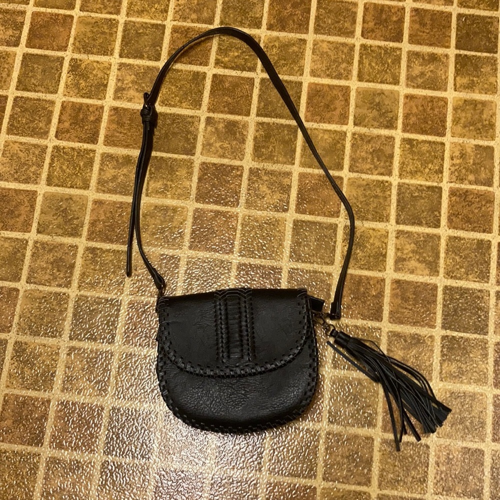 Black Antik Kraft faux leather purse with adjustable shoulder strap